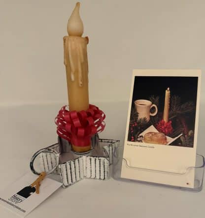 Moravian Lovefeast Candle with white metal star base