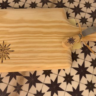 Moravian star wood charcuterie board with matching knife